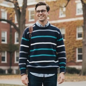 NWOT Canda XL Vintage 90s Contemporary Preppy Cabincore Striped Knit Sweater